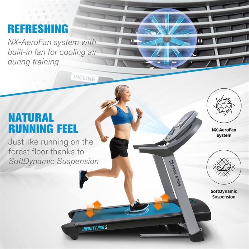 Capital Sports Infinity Pro 2.0, bežecký pás, 6,5 HP, BT/ANT+, aplikácia Kinomap, LCD – Obrázok 5