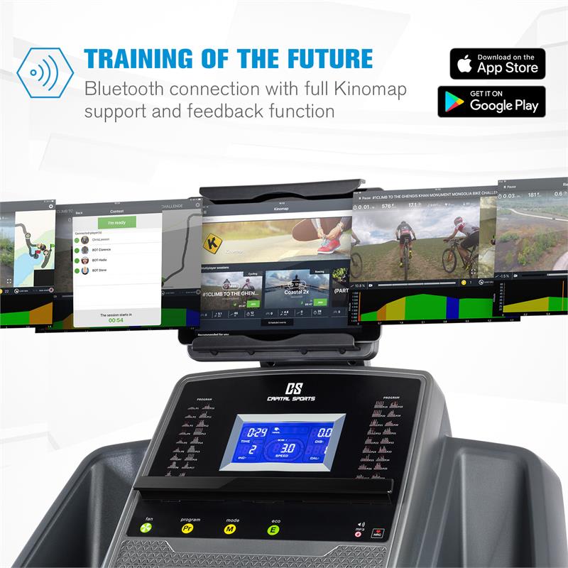 Capital Sports Infinity Track 2.0, bežecký pás, 5 HP, BT, aplikácia Kinomap, LCD – Obrázok 3