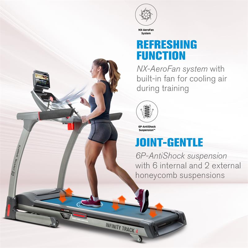 Capital Sports Infinity Track 4.0, bežecký pás, 5,5 HP, BT, aplikácia Kinomap, LED – Obrázok 3