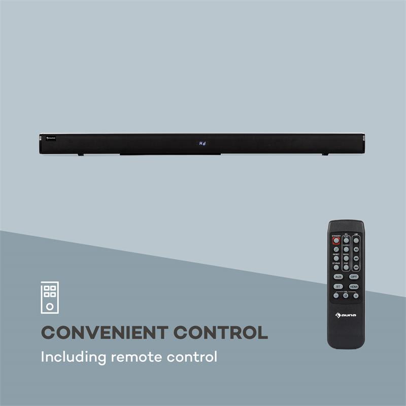 Auna Areal Bar 650, soundbar, 2.1 zvukový systém, 120 W RMS výkon, BT, USB, čierny – Obrázok 3