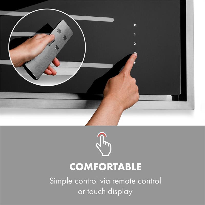 Klarstein High Line, digestor, 90 cm, stropný, 410 m³/h, ďiaľkové ovládanie, čierny – Obrázok 3