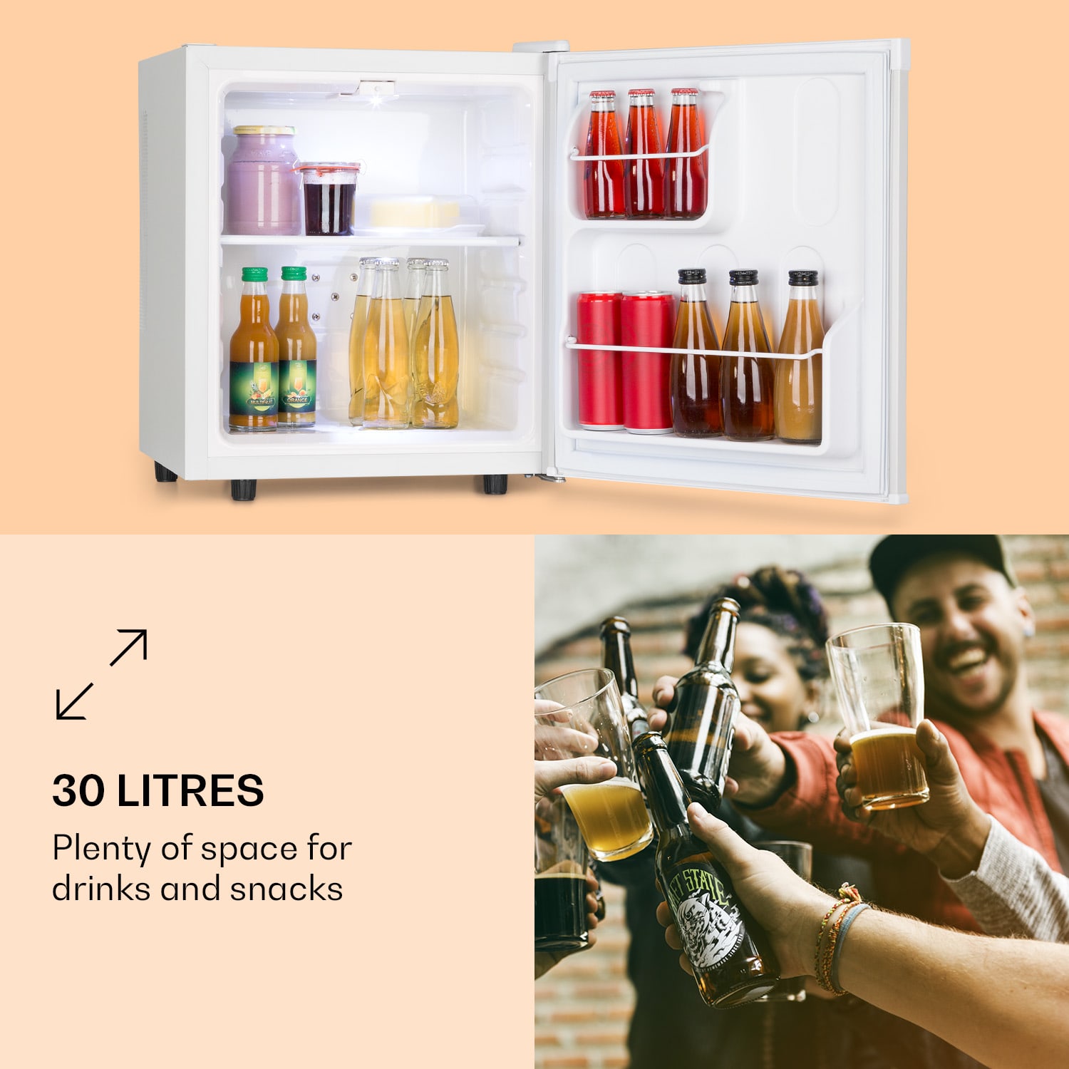 Klarstein Silent Cool, chladnička, 30 l, Arctic-Fox Cooling, energet. trieda G, biela – Obrázok 4