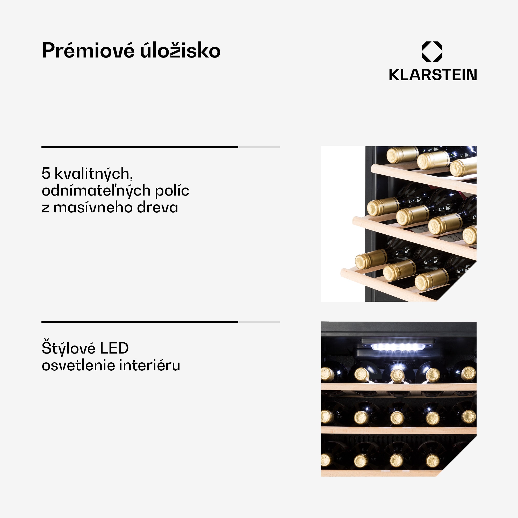 Klarstein Vinamour 29D, vinotéka, 2 zóny, 80 l, 29 fliaš, 5-22°C, dotykové ovládanie – Obrázok 5