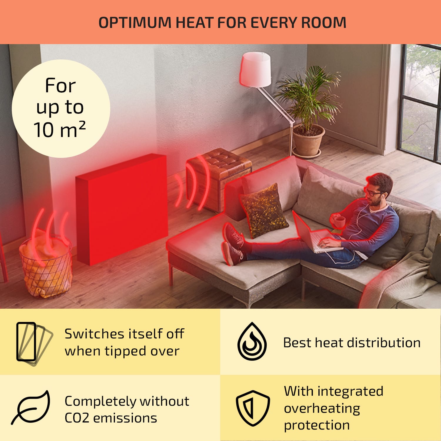 OneConcept Wallander, olejový radiátor, 800 W, termostat, olejové vyhrievanie, ultra plochý dizajn, biely – Obrázok 5