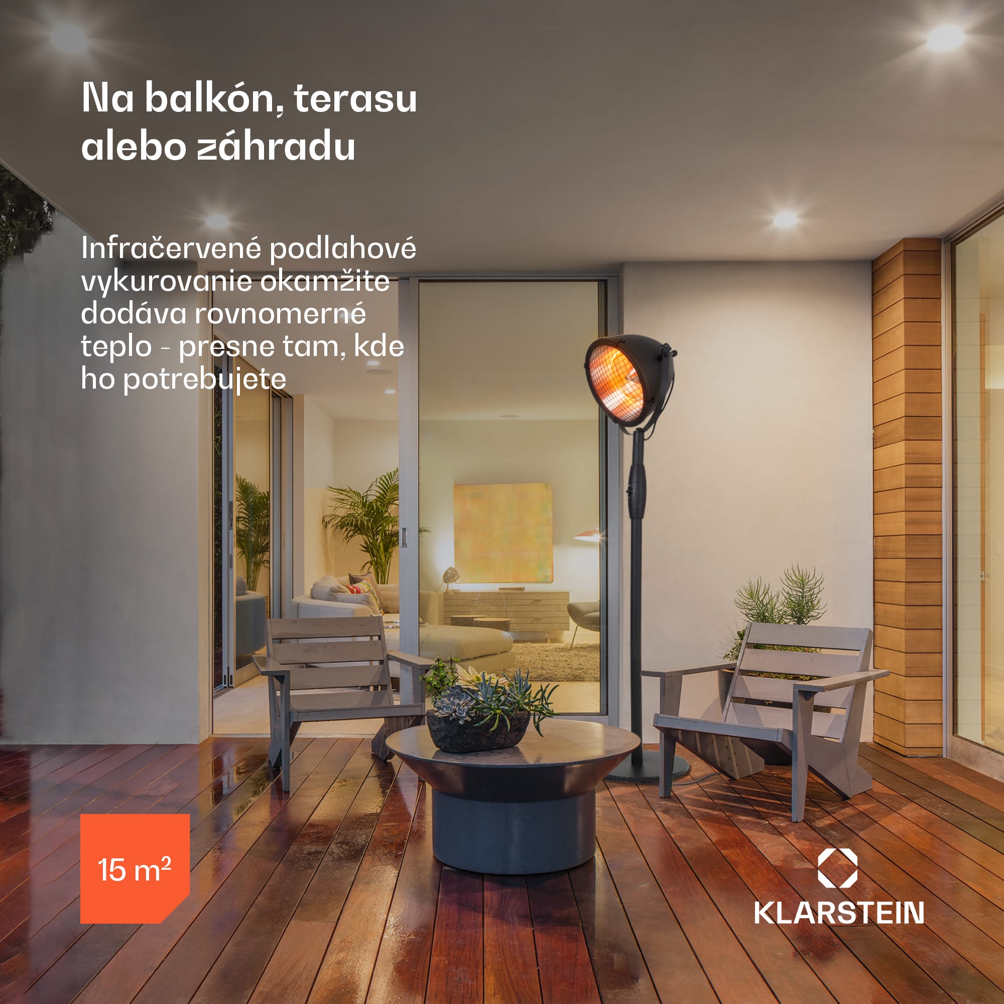 Blumfeldt Heatspot, terasový ohrievač, 900/1200/2100 W, IR ComfortHeat, čierny – Obrázok 3