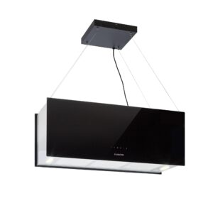 Klarstein Kronleuchter XL, digestor, 90 cm, ostrovčekový, 590 m³/h, dotykové ovládanie, LED, čierny