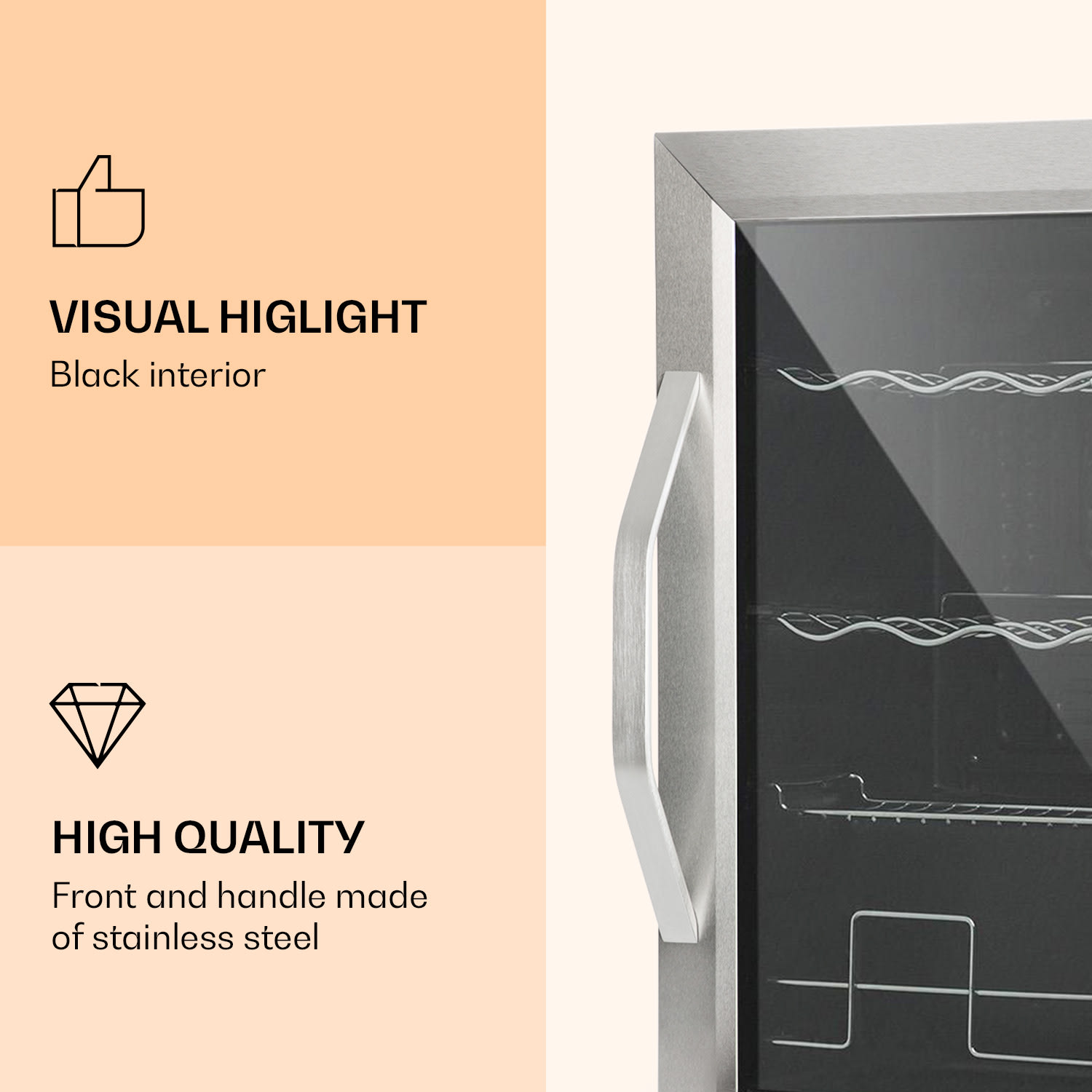 Klarstein Beersafe XL Mix It Edition, chladnička, energet. trieda D, LED, 4 kovové police, sklenené dvere – Obrázok 3