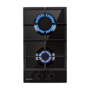 Klarstein Ignito Domino, plynová varná doska, 2 Sabaf horáky, sklokeramika, čierna