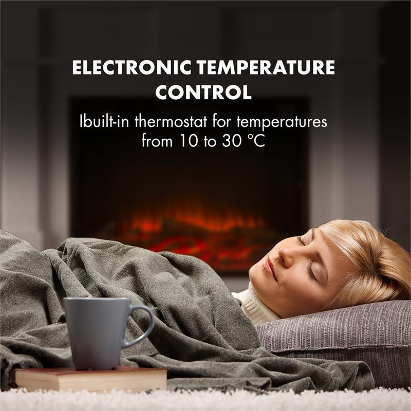 Klarstein Bern, elektrický krb, 750/1500 W, LED plameň, diaľkové ovládanie, MDF, biely – Obrázok 4