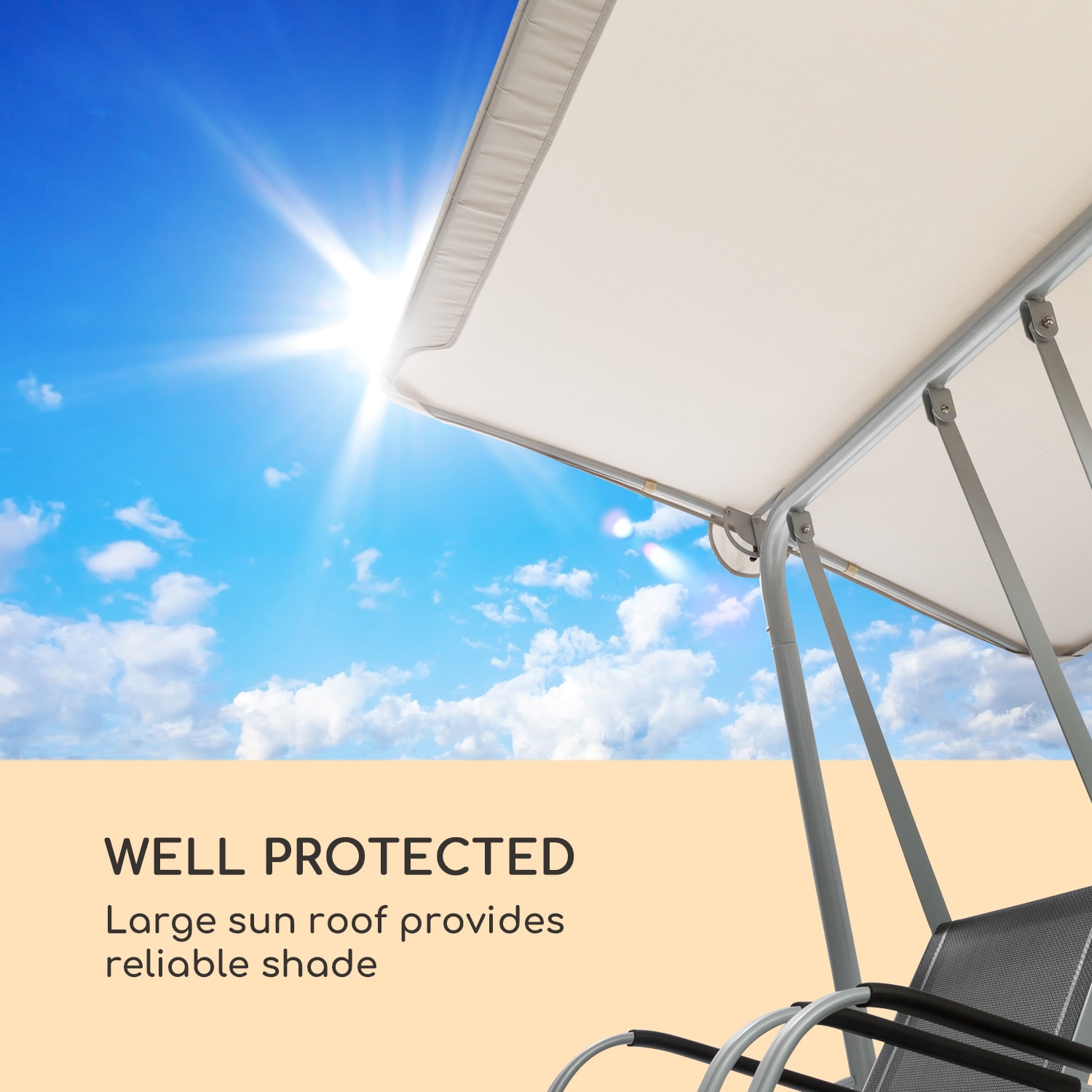 Blumfeldt Bel Air Duo Swing, hollywoodska hojdačka, oceľový rám, antracitová/krémová – Obrázok 4