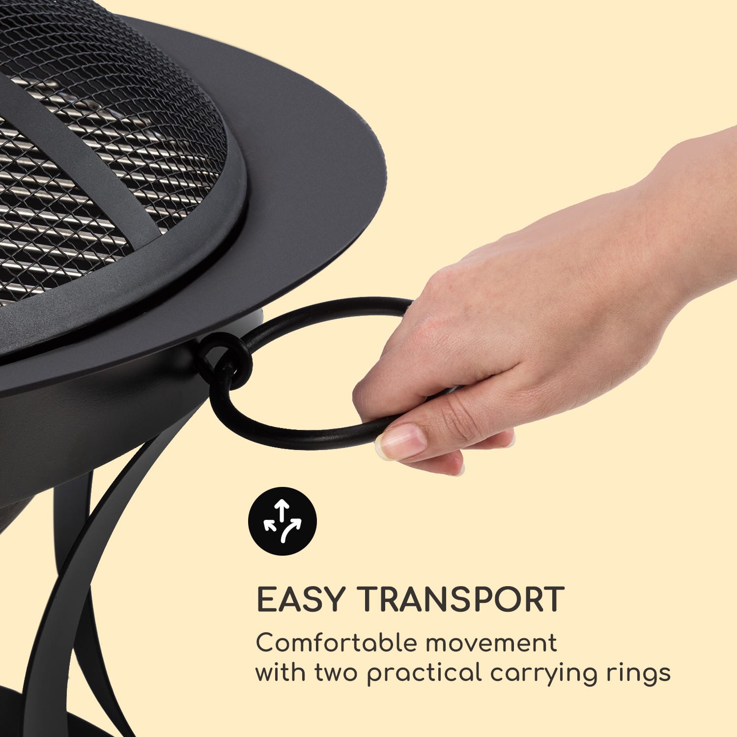 Blumfeldt Pentos, ohnisko a gril 2 v 1, Ø 73 cm, ochrana pred iskrami, gril Ø 60 cm, čierna – Obrázok 4