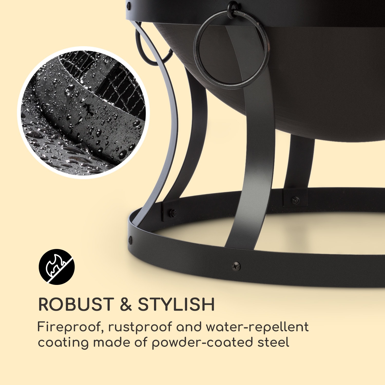 Blumfeldt Pentos, ohnisko a gril 2 v 1, Ø 73 cm, ochrana pred iskrami, gril Ø 60 cm, čierna – Obrázok 5