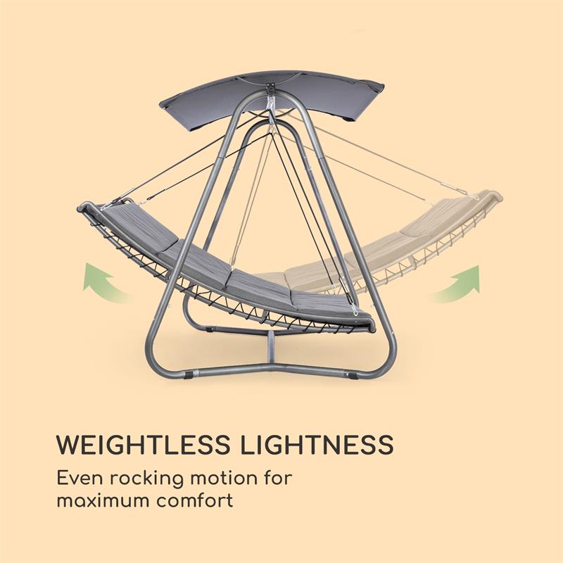 Blumfeldt Garden Grove, záhradné ležadlo, swing bed, oceľový rám, slnečná strecha, polyester, antracit – Obrázok 3