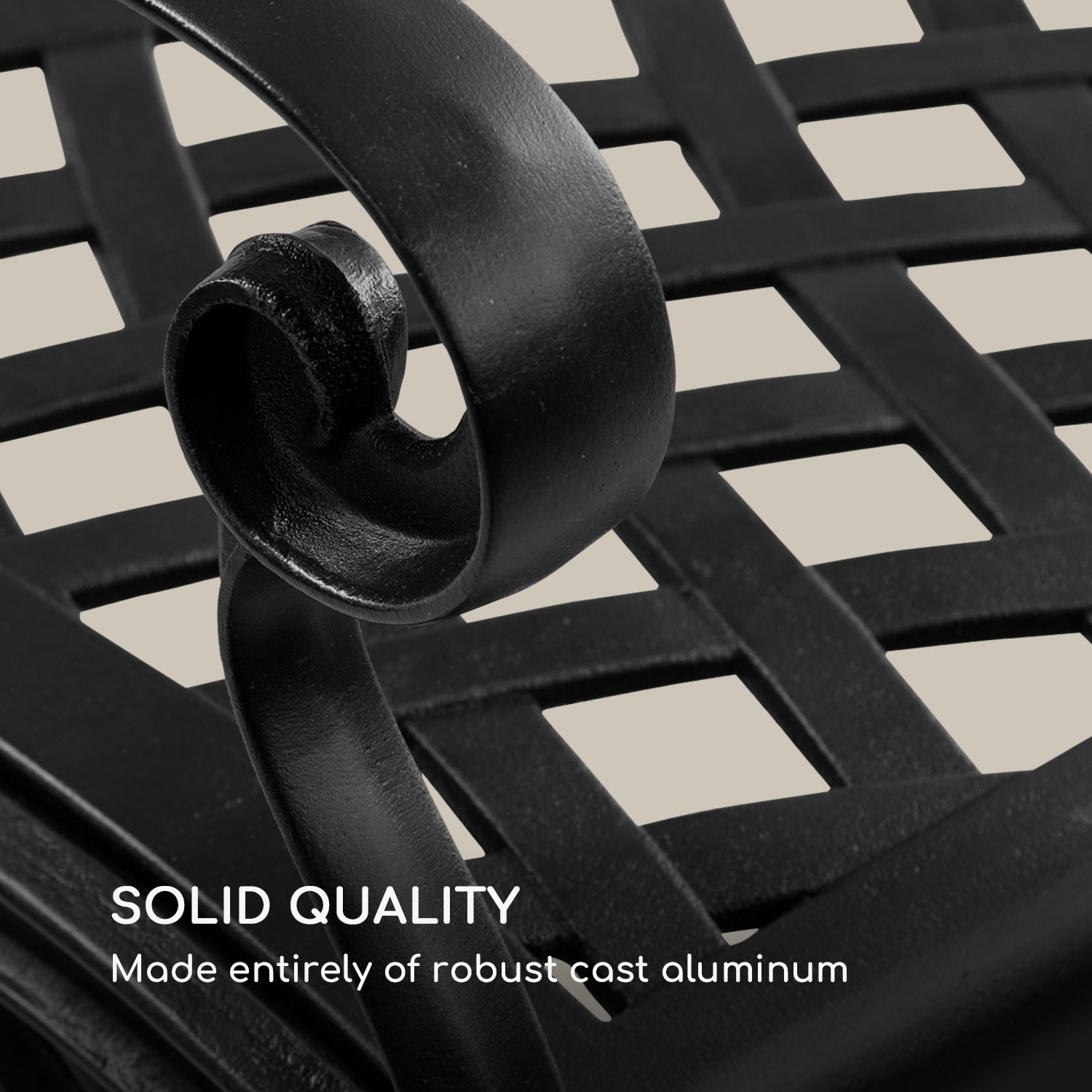 Blumfeldt Pozzilli BL, záhradná lavička, liaty hliník,odolná voči počasiu, čierna – Obrázok 3