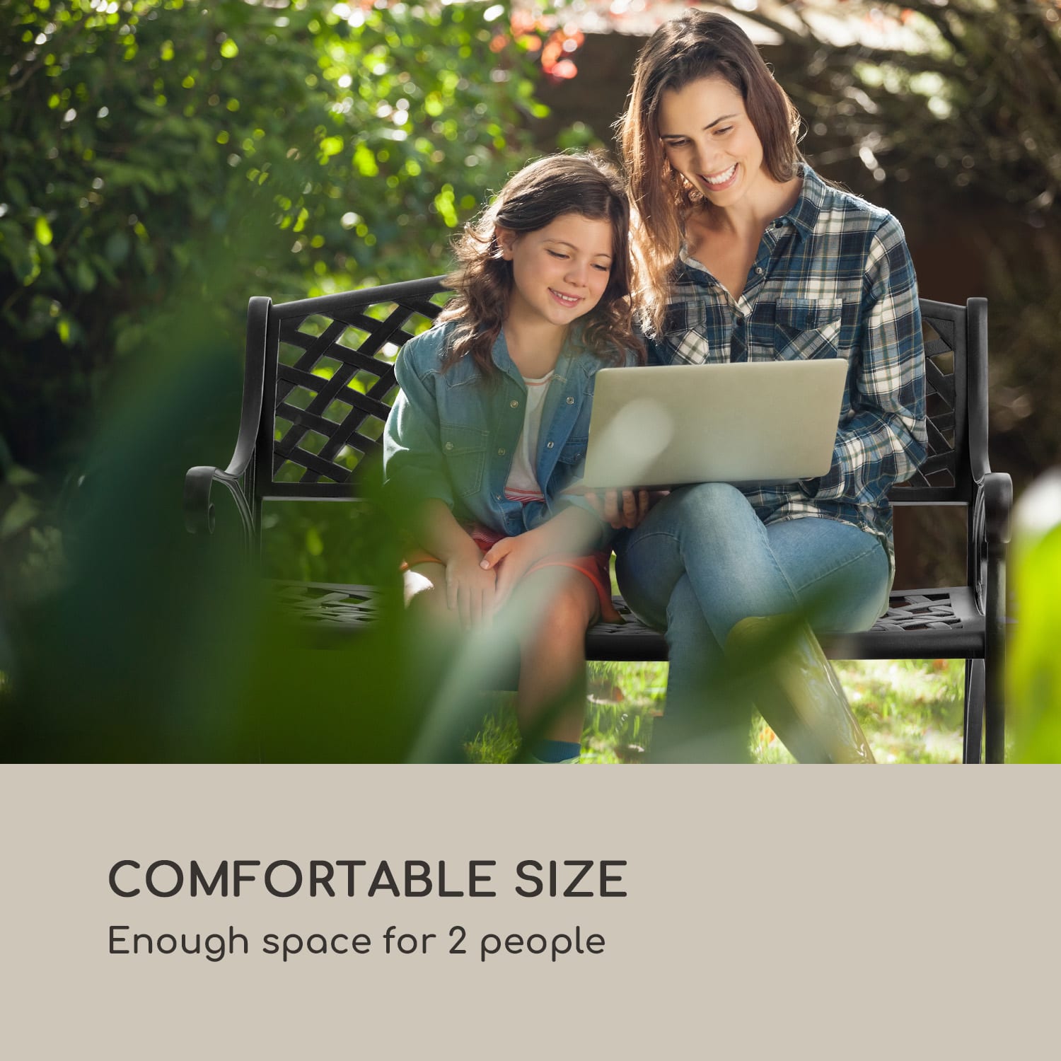 Blumfeldt Pozzilli BL, záhradná lavička, liaty hliník,odolná voči počasiu, čierna – Obrázok 5