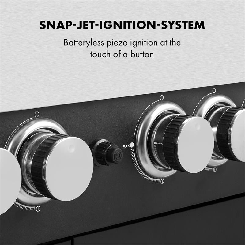 Klarstein Tomahawk 4.2 SBG plynový gril 6 horákov 20,7 kW 64x42 cm gril nerezová oceľ – Obrázok 4