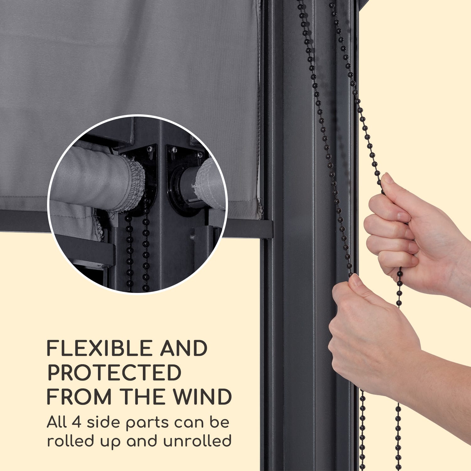 Blumfeldt Grandezza Cortina, záhradný altánok, 3 x 4 m, 4 bočné diely, tmavosivý – Obrázok 3