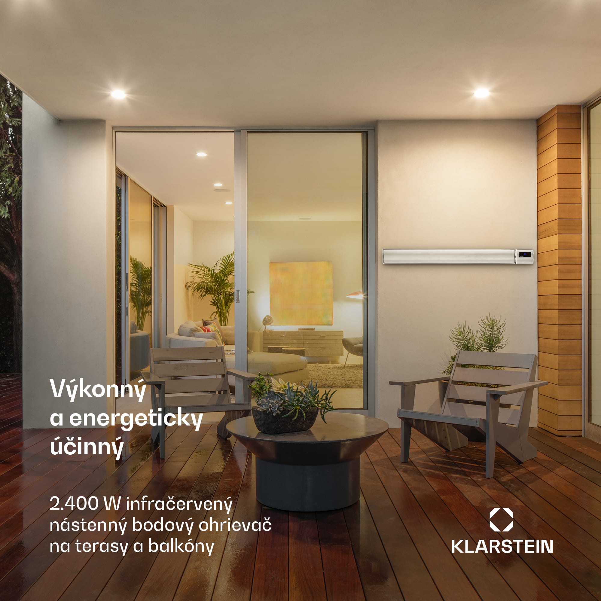 Blumfeldt Cosmic Beam Plus, infračervený terasový ohrievač, 2400 W, IP44, diaľkový ovládač, biely – Obrázok 2