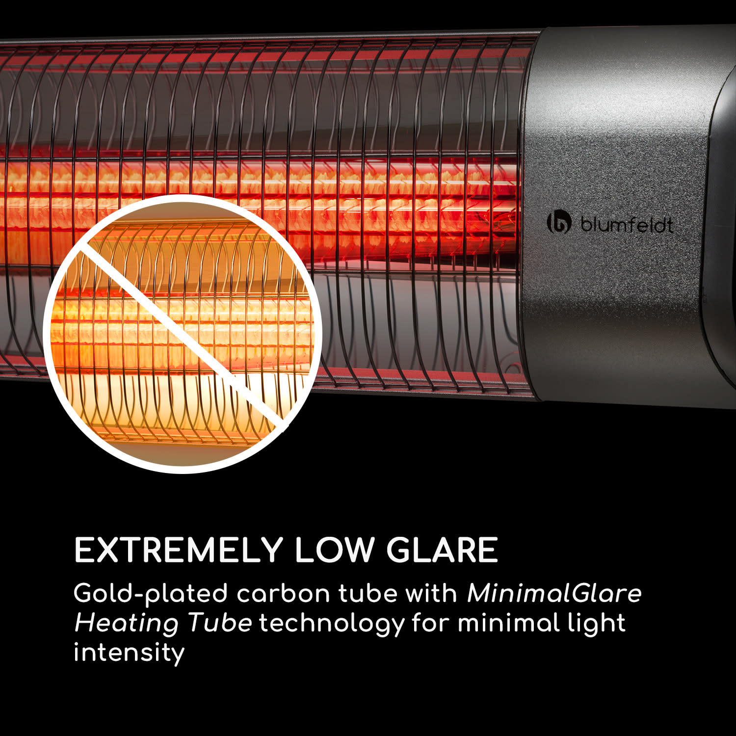 Blumfeldt Dark Wave, infračervený ohrievač, 2000 W, pozlátená uhlíková trubica, IP65, hliník – Obrázok 5