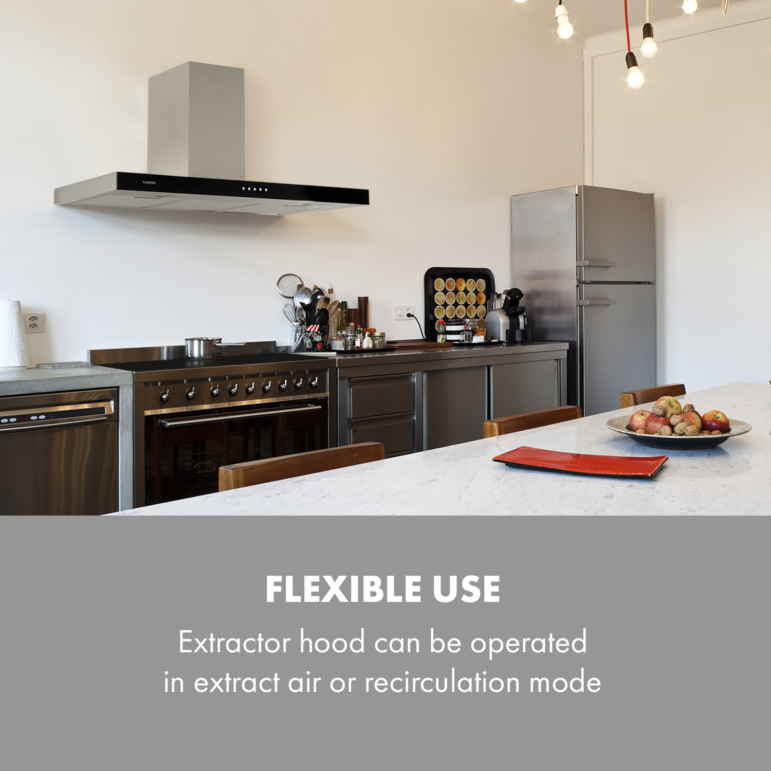 Klarstein Darya, digestor, 90 cm, 310 m³/h, nehrdzavejúca oceľ, strieborný – Obrázok 2