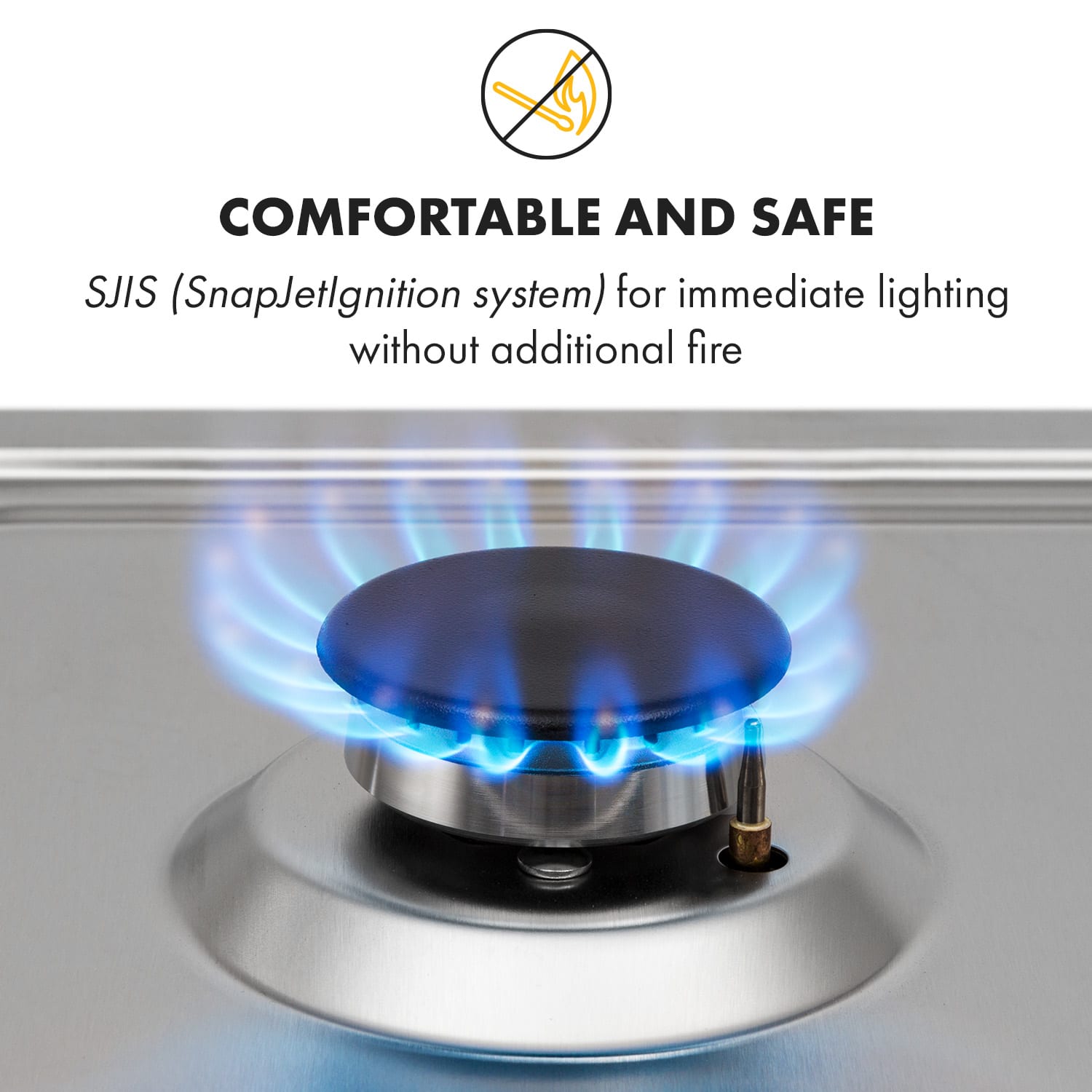 Klarstein Ignito 4 Zonen, plynová varná doska, 4 Sabaf horáky, nehrdzavejúca oceľ, strieborná – Obrázok 5