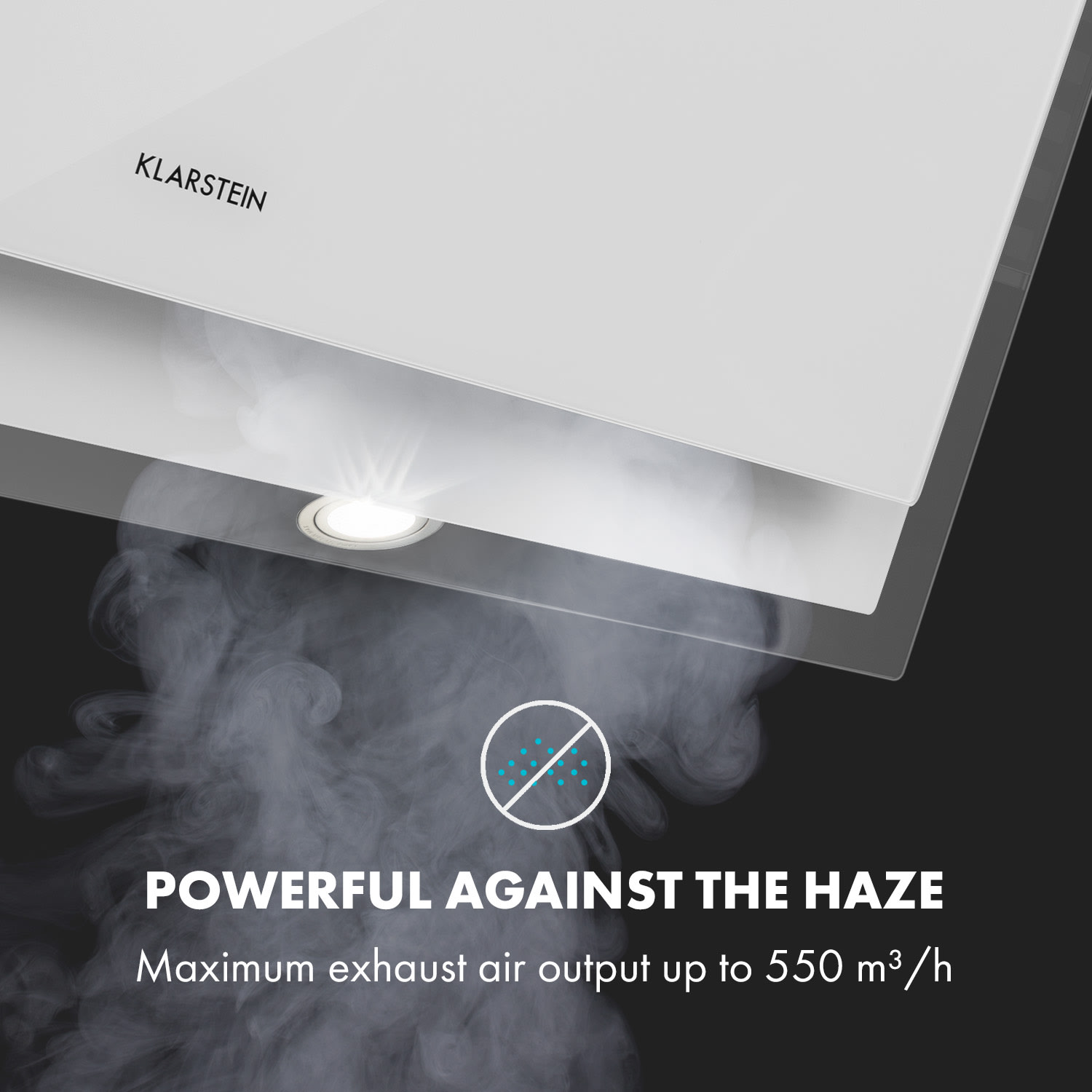 Klarstein Mirage 90, digestor, 90 cm, nástenný, 550 m³/h, A++, dotykový panel, RGB svetlo, biely – Obrázok 3