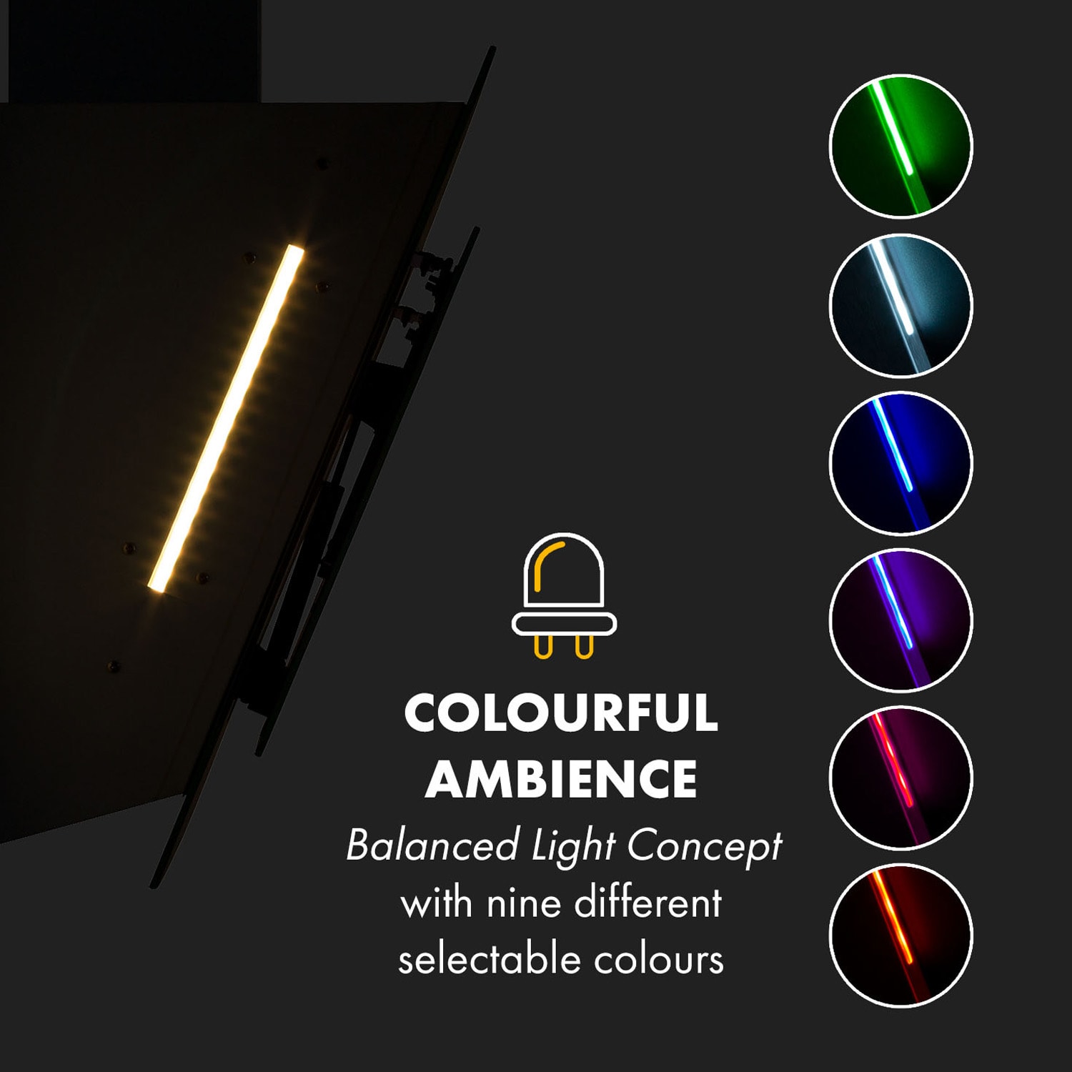 Klarstein Mirage 90, digestor, 90 cm, nástenný, 550 m³/h, A++, dotykový panel, RGB svetlo, biely – Obrázok 5