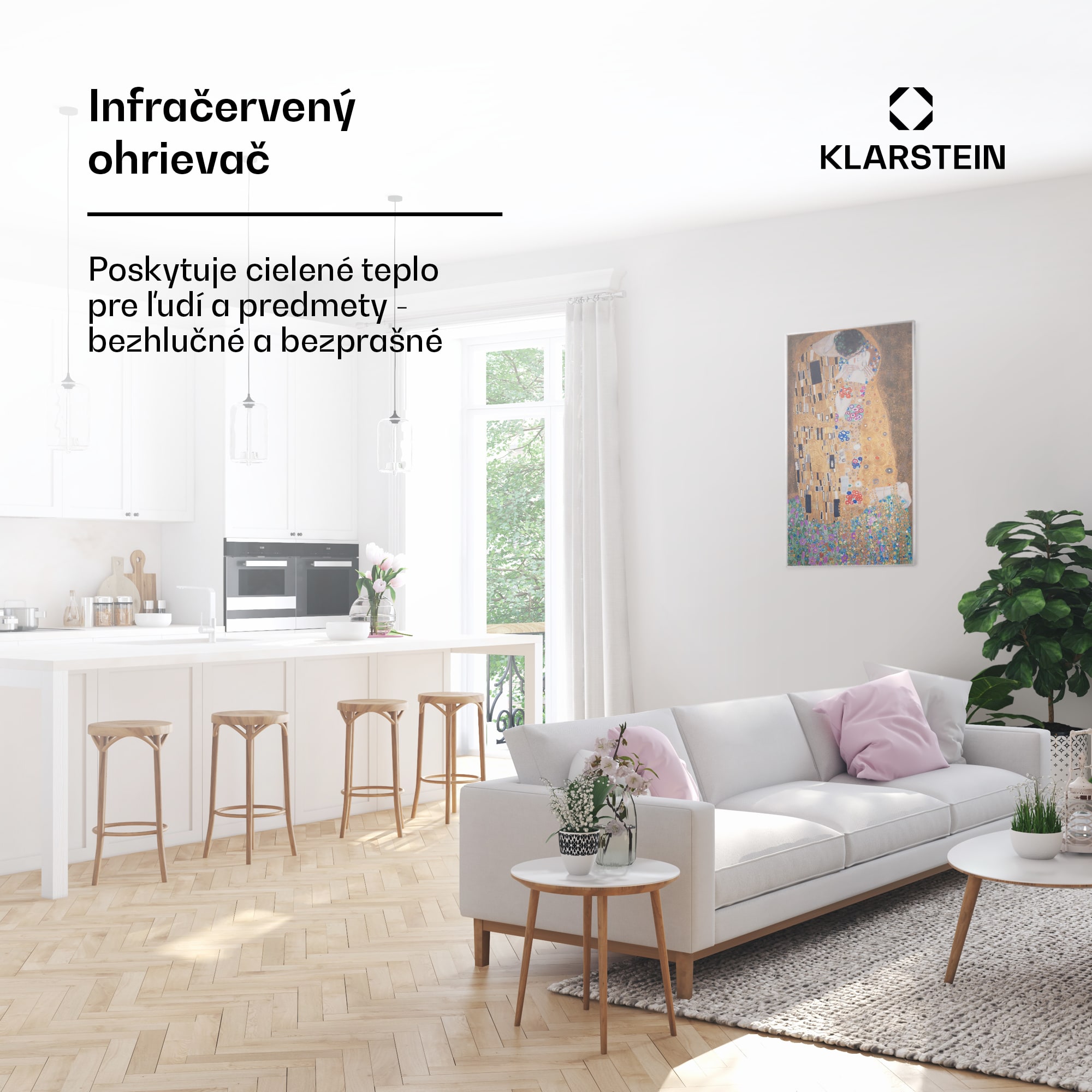 Klarstein Wonderwall Air Art Kuss, infračervený ohrievač, 101 x 60 cm, 600 W, nástenná inštalácia, diaľkové ovládanie – Obrázok 3