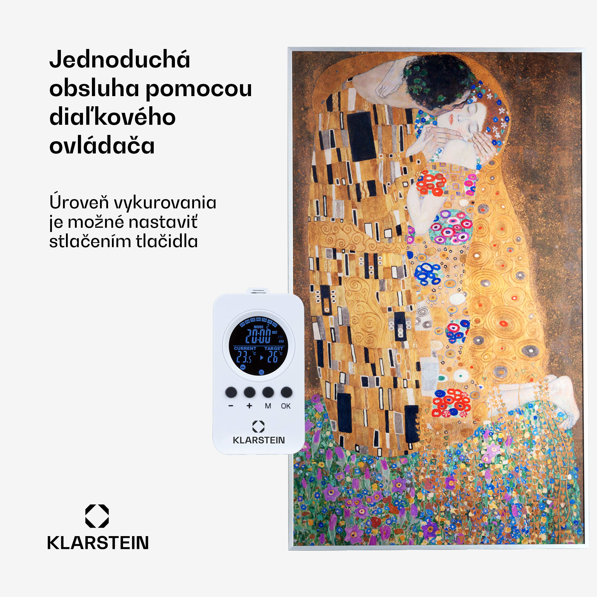 Klarstein Wonderwall Air Art Kuss, infračervený ohrievač, 101 x 60 cm, 600 W, nástenná inštalácia, diaľkové ovládanie – Obrázok 4