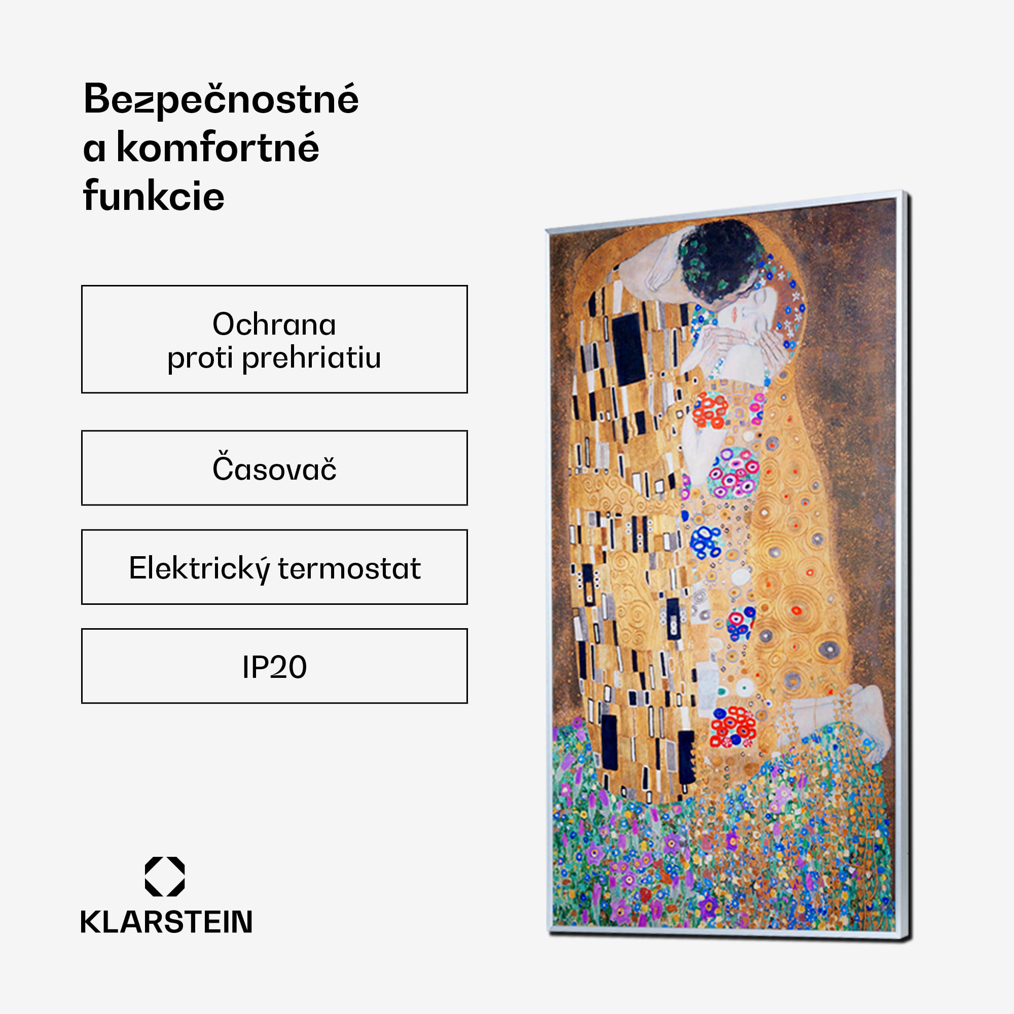 Klarstein Wonderwall Air Art Kuss, infračervený ohrievač, 101 x 60 cm, 600 W, nástenná inštalácia, diaľkové ovládanie – Obrázok 5