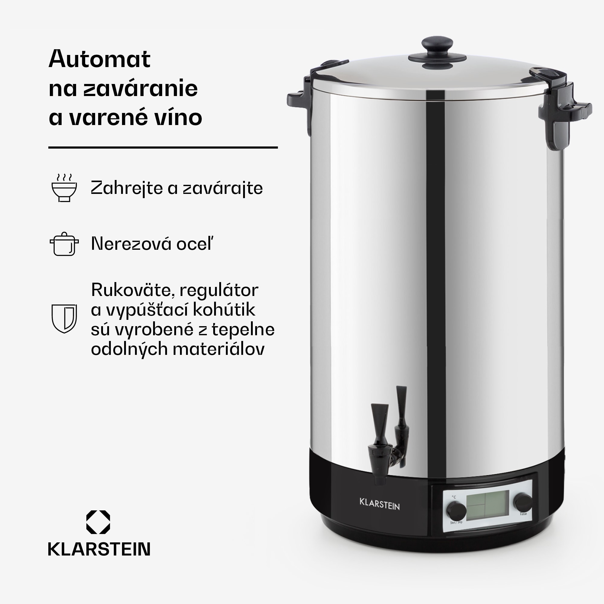 Klarstein KonfiStar 60, zavárací hrniec, dávkovač nápojov, 60 l, 2500 W, 100 °C, 180 min, digitálny – Obrázok 3