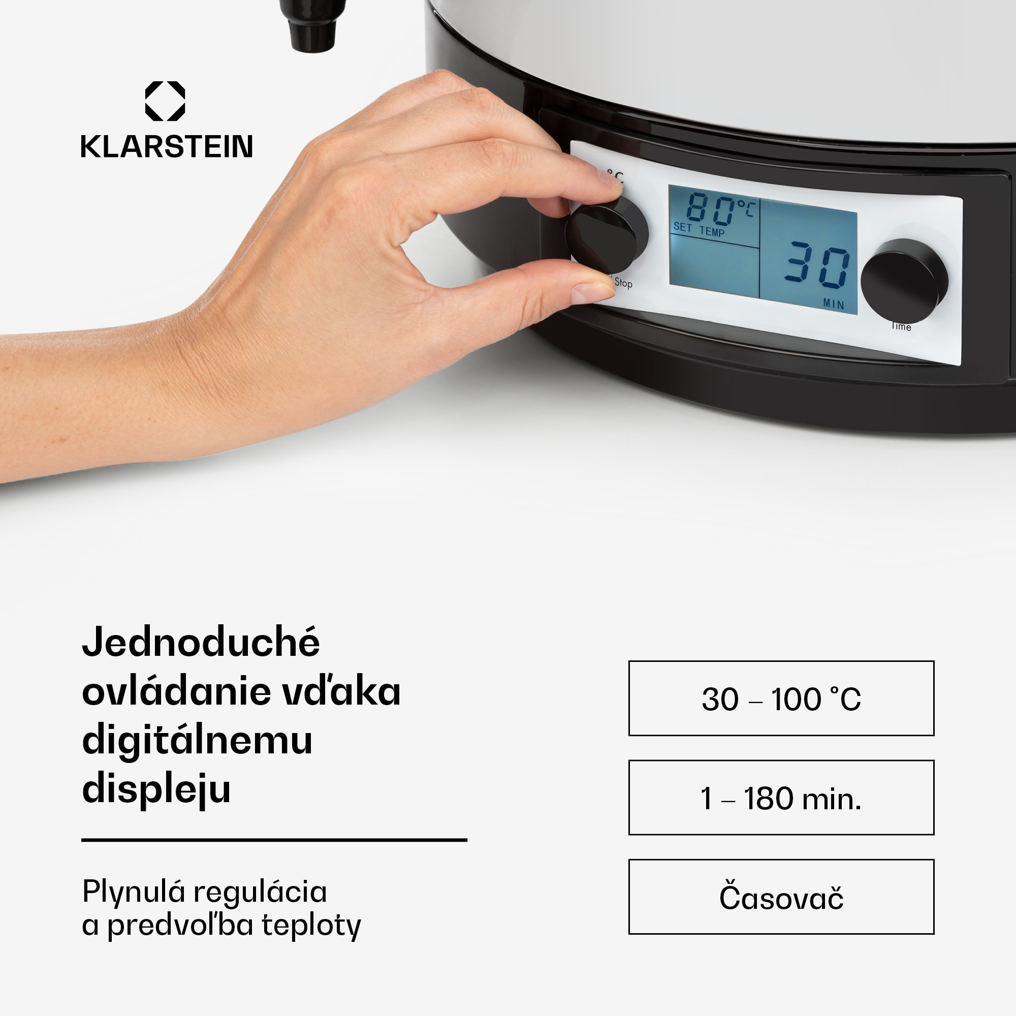 Klarstein KonfiStar 60, zavárací hrniec, dávkovač nápojov, 60 l, 2500 W, 100 °C, 180 min, digitálny – Obrázok 4