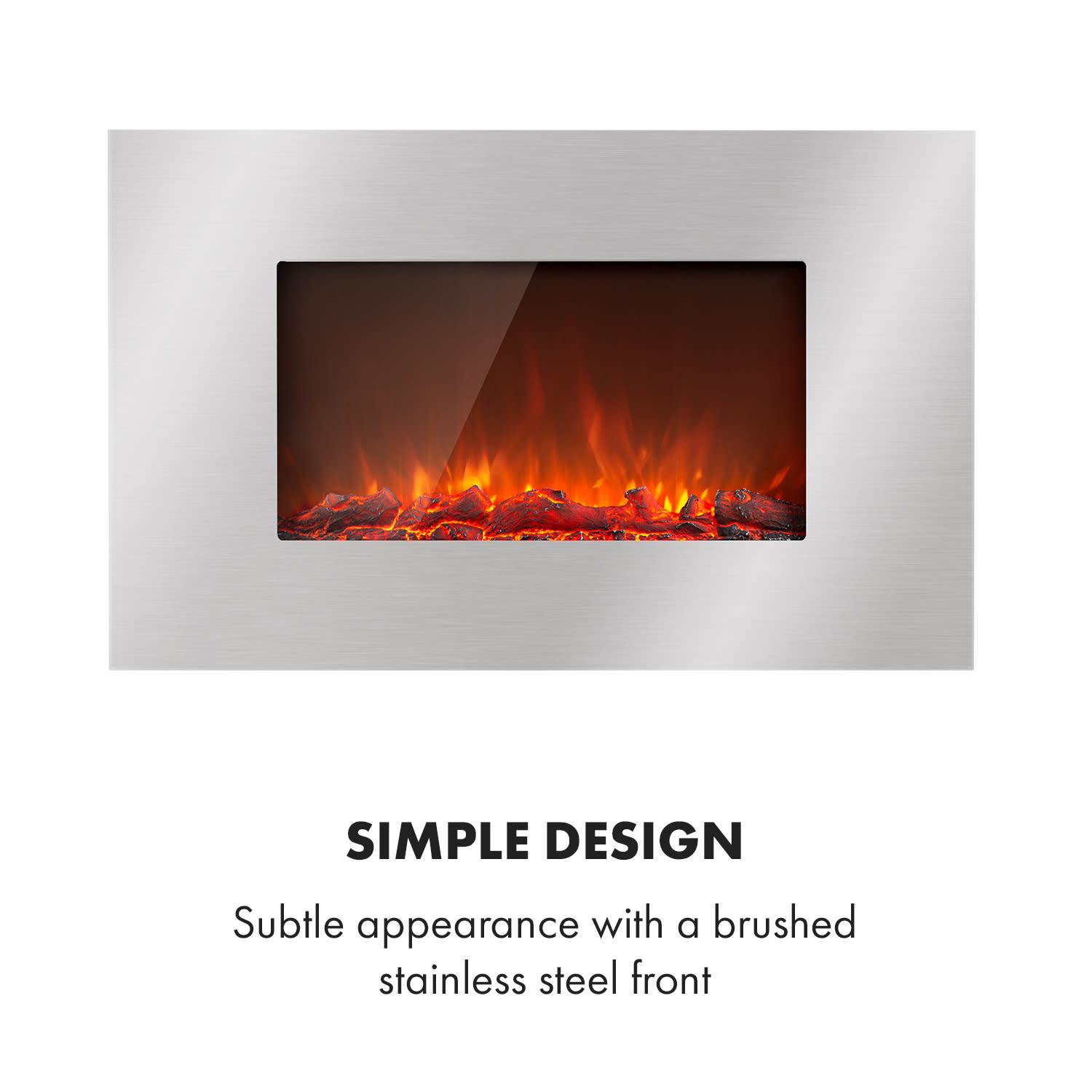 Klarstein Lausanne Luxe, elektrický krb, 2000 W, 2 úrovne ohrevu, 90 cm, nehrdzavejúca oceľ – Obrázok 3
