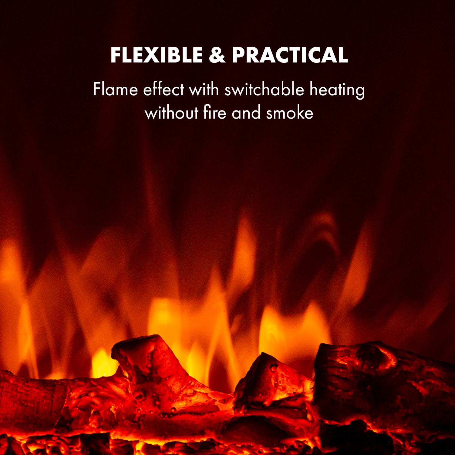 Klarstein Lausanne Luxe, elektrický krb, 2000 W, 2 úrovne ohrevu, 90 cm, nehrdzavejúca oceľ – Obrázok 5