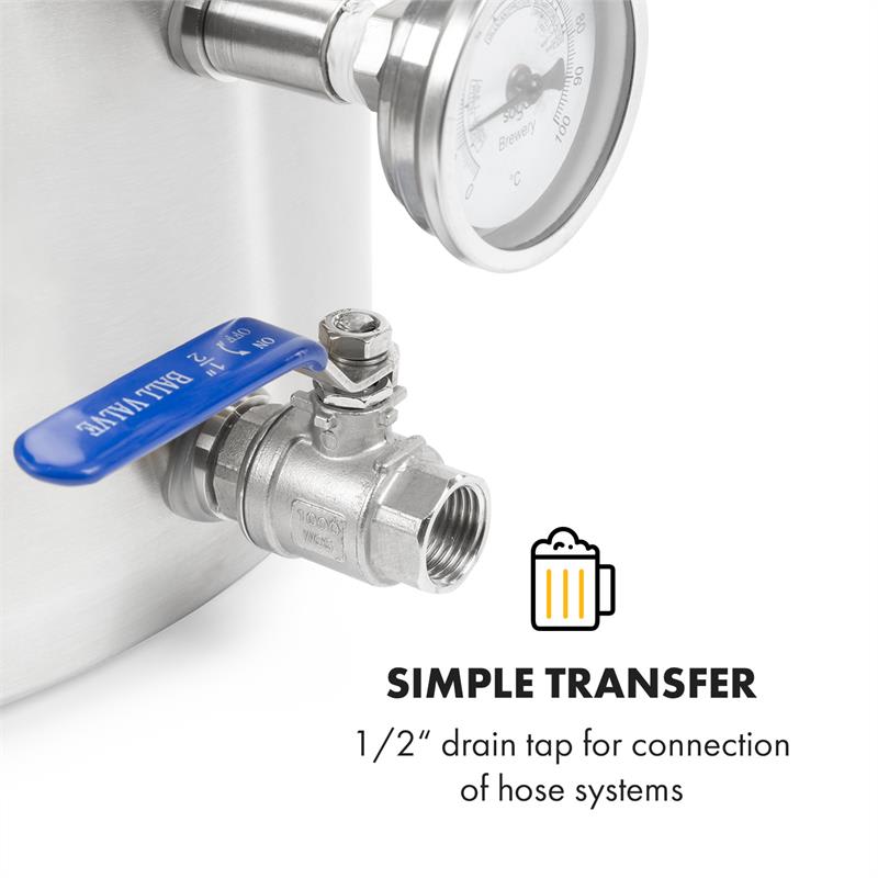 Klarstein Brauheld Pur 35, sladový kotol, 35 l, bez vyhrievacieho telesa, nehrdzavejúca oceľ – Obrázok 3