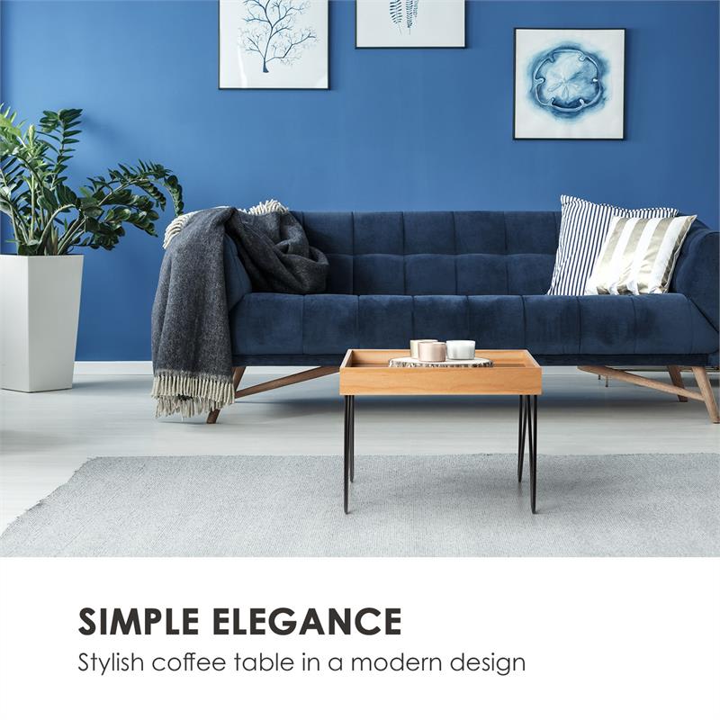 Besoa Big Lyon, konferenčný stolík, melamin/MDF s dubovou dyhou, oceľový rám, čierny – Obrázok 2