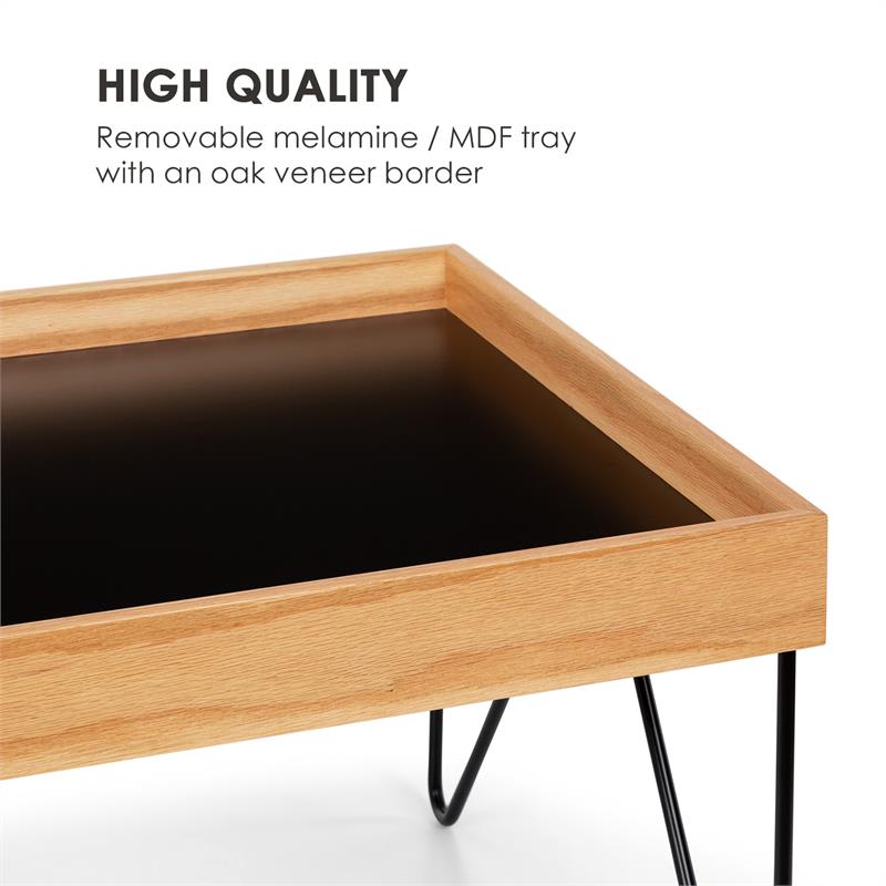 Besoa Big Lyon, konferenčný stolík, melamin/MDF s dubovou dyhou, oceľový rám, čierny – Obrázok 3