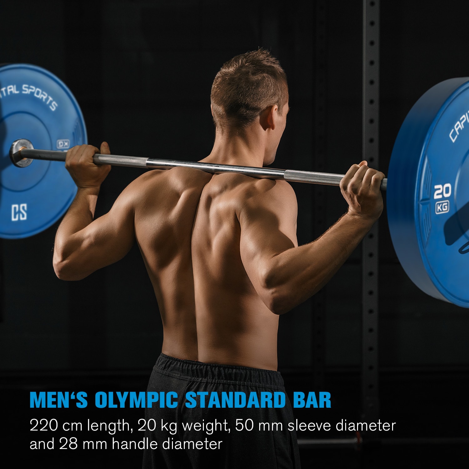 Capital Sports Hybrid Men ECO, obojručná olympijská tyč, 50 mm hriadeľ, 650 kg, oceľ – Obrázok 5