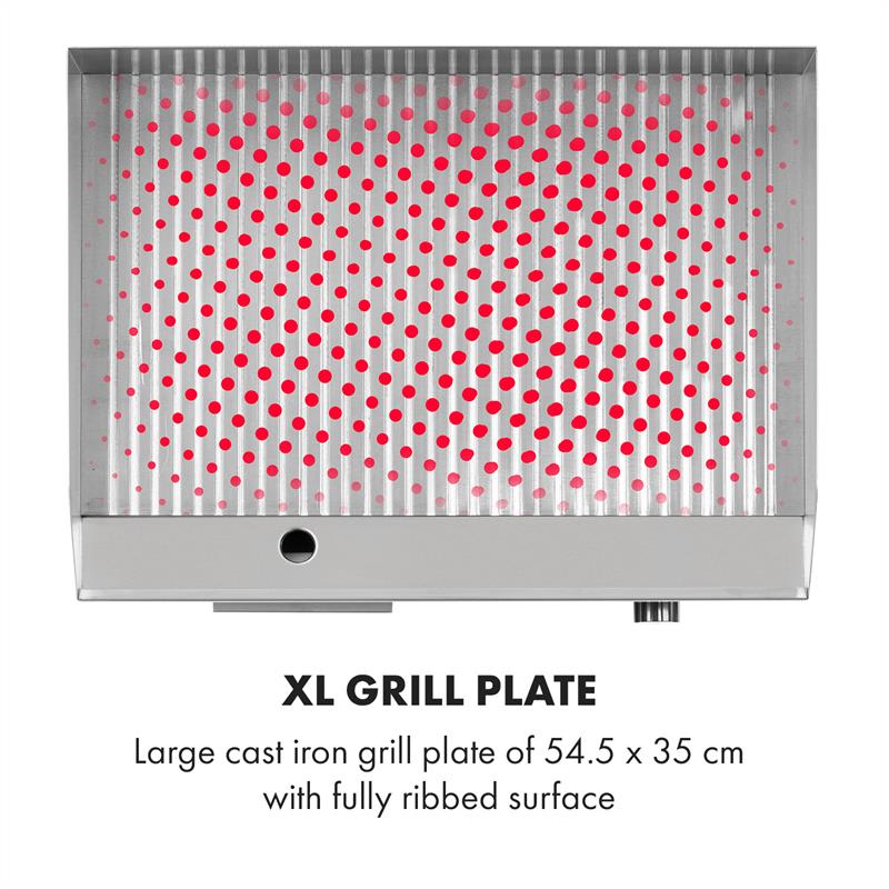 Klarstein Grillmeile 3000R, elektrický gril, 3000 W, grilovacia platňa 54,5 x 35 cm, rebrovaný – Obrázok 4