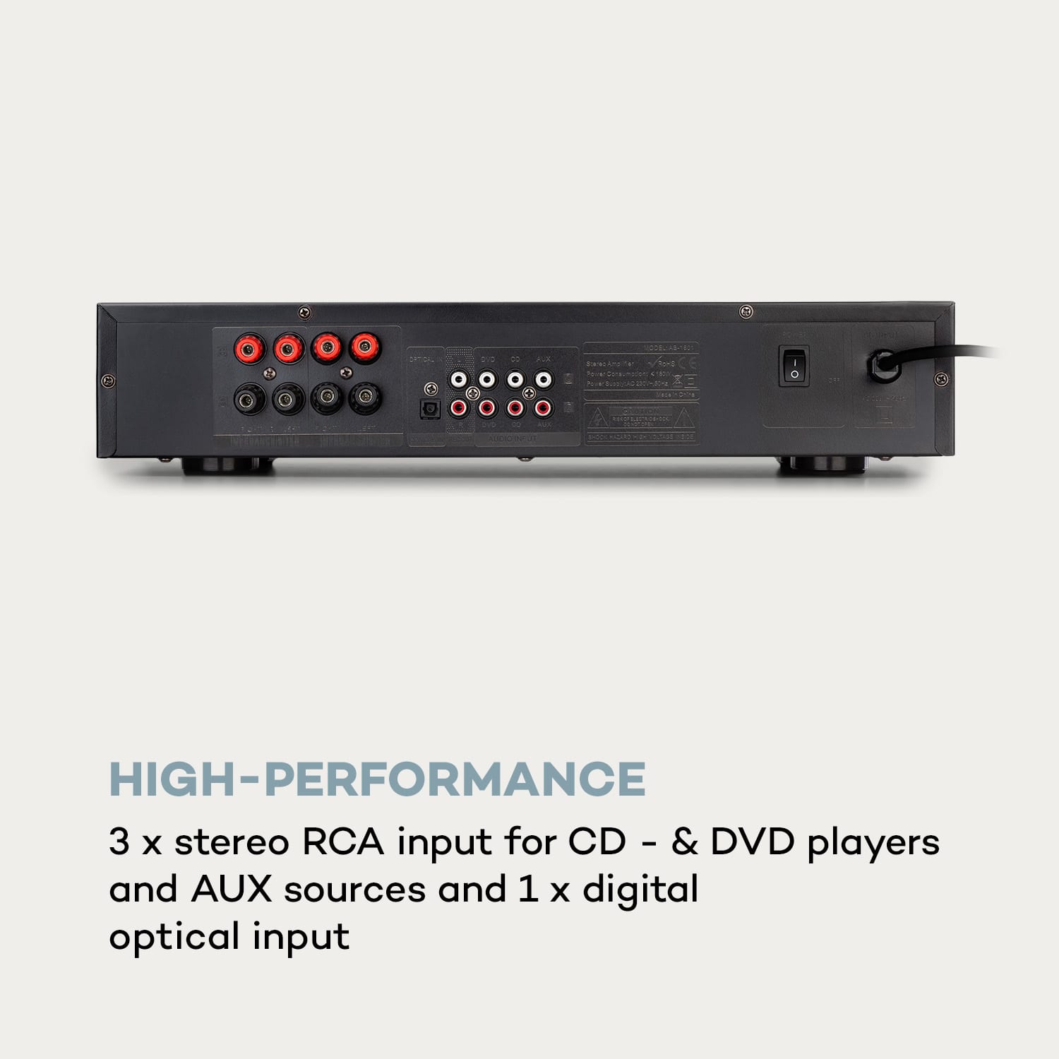 Auna AV2-CD608BT, HiFi stereo zosilňovač, 4 x 100 W RMS, BT, digitálny optický vstup – Obrázok 5