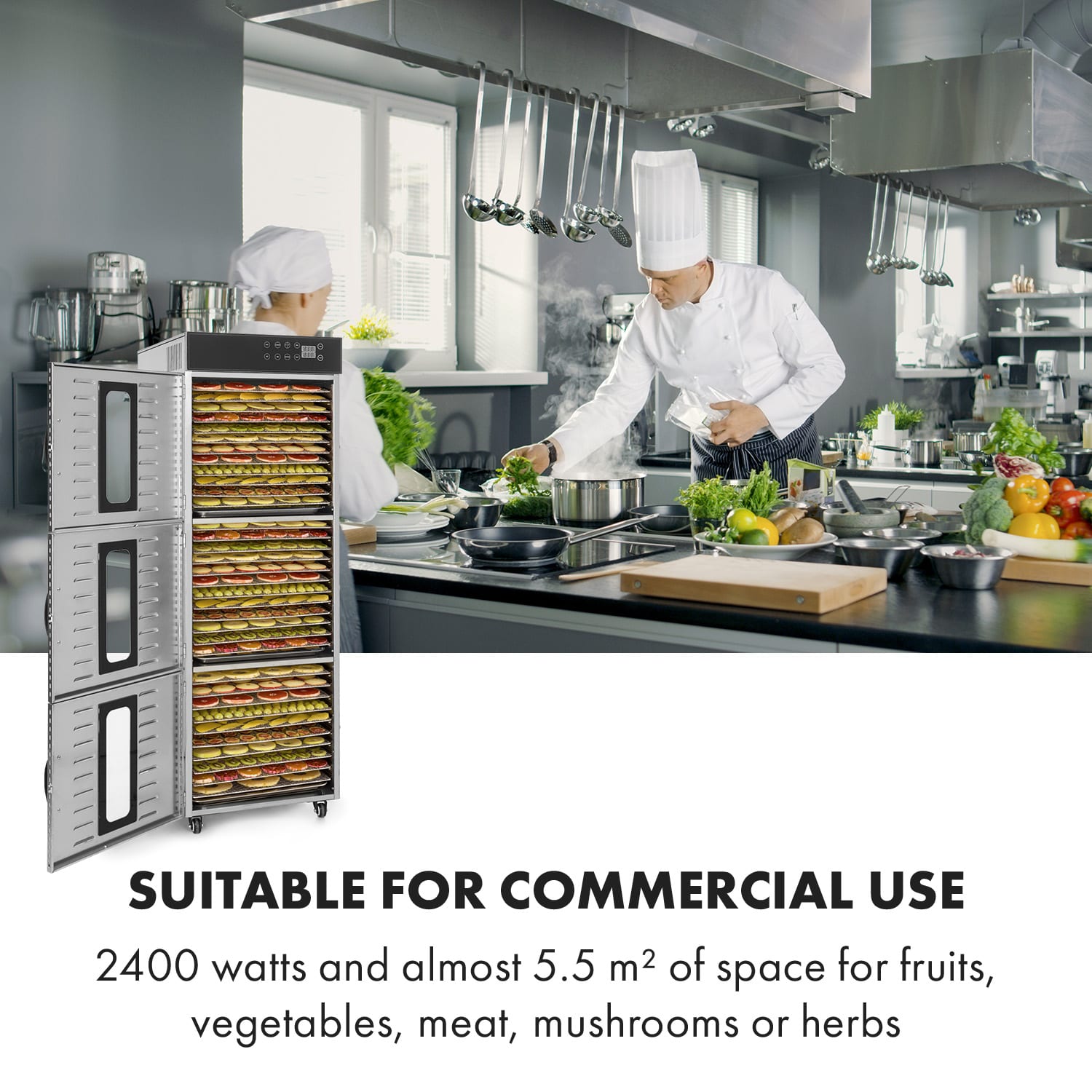 Klarstein Master Jerky 550, sušička potravín, 2400 W, 40 – 90 °C, 24 hod. časovač, nehrdzavejúca oceľ, strieborný – Obrázok 2