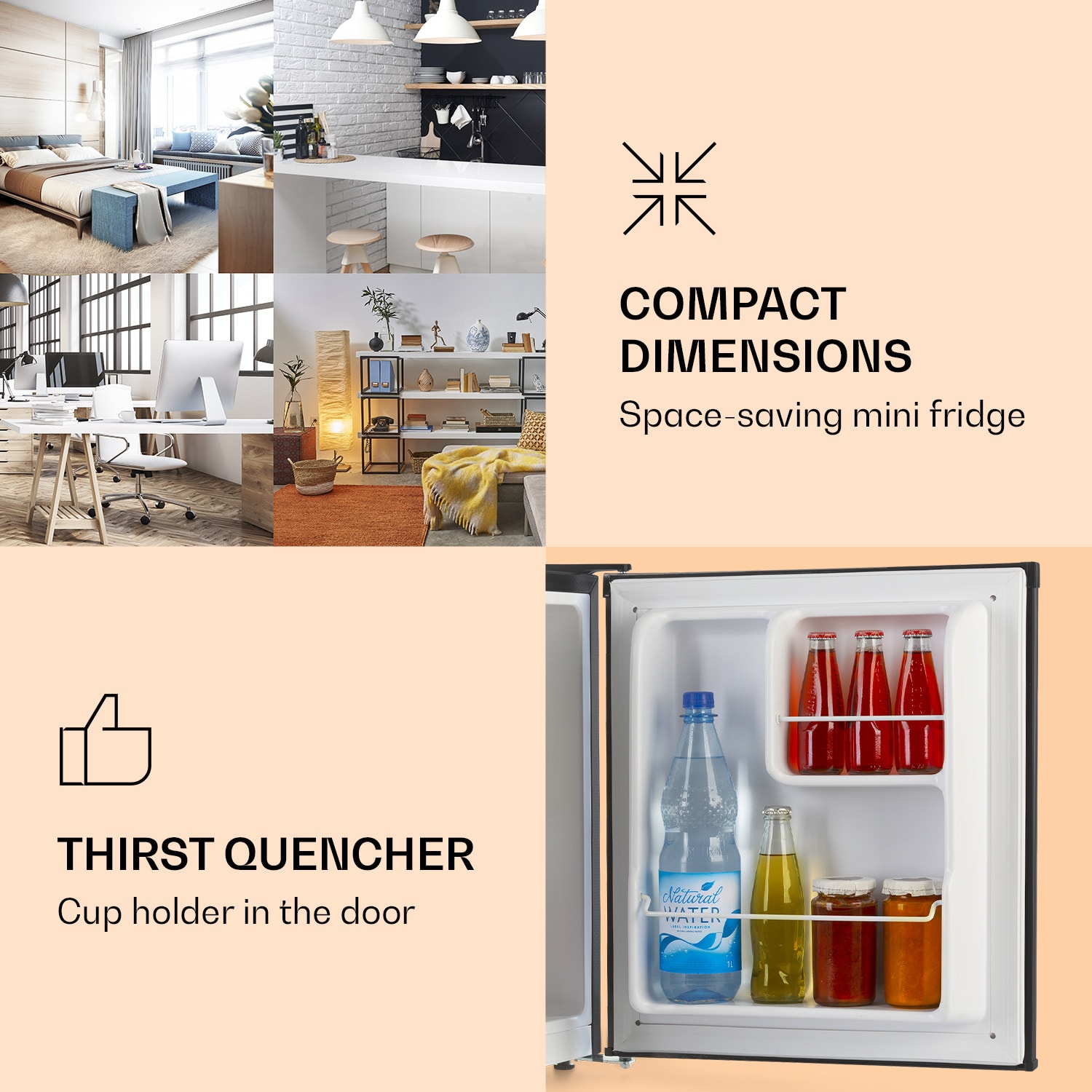 Klarstein Scooby, mini chladnička, 40 l, energet. trieda E, 39 dB, čierna – Obrázok 2