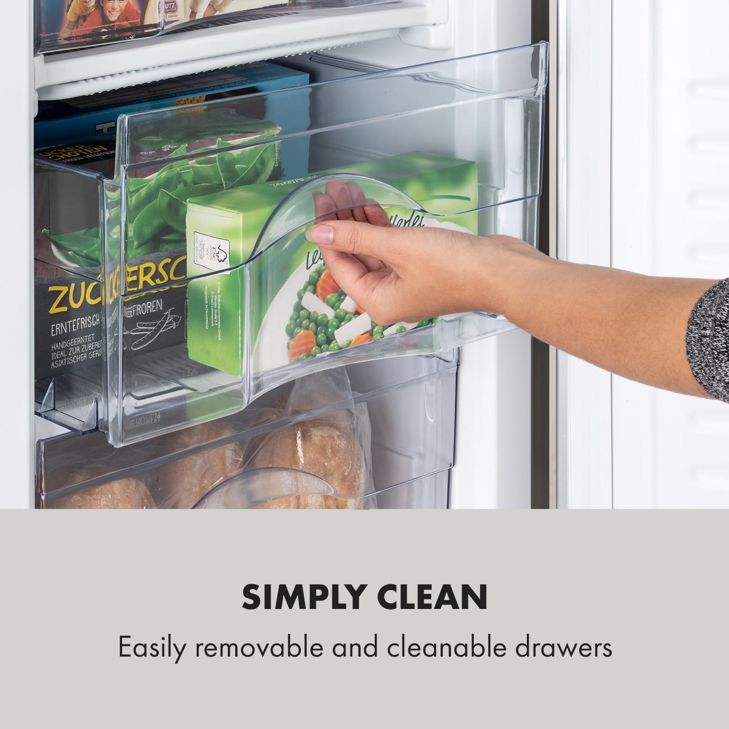 Klarstein Garfield Eco L, mraznička, 64 l, 3 zásuvky, sivá – Obrázok 4