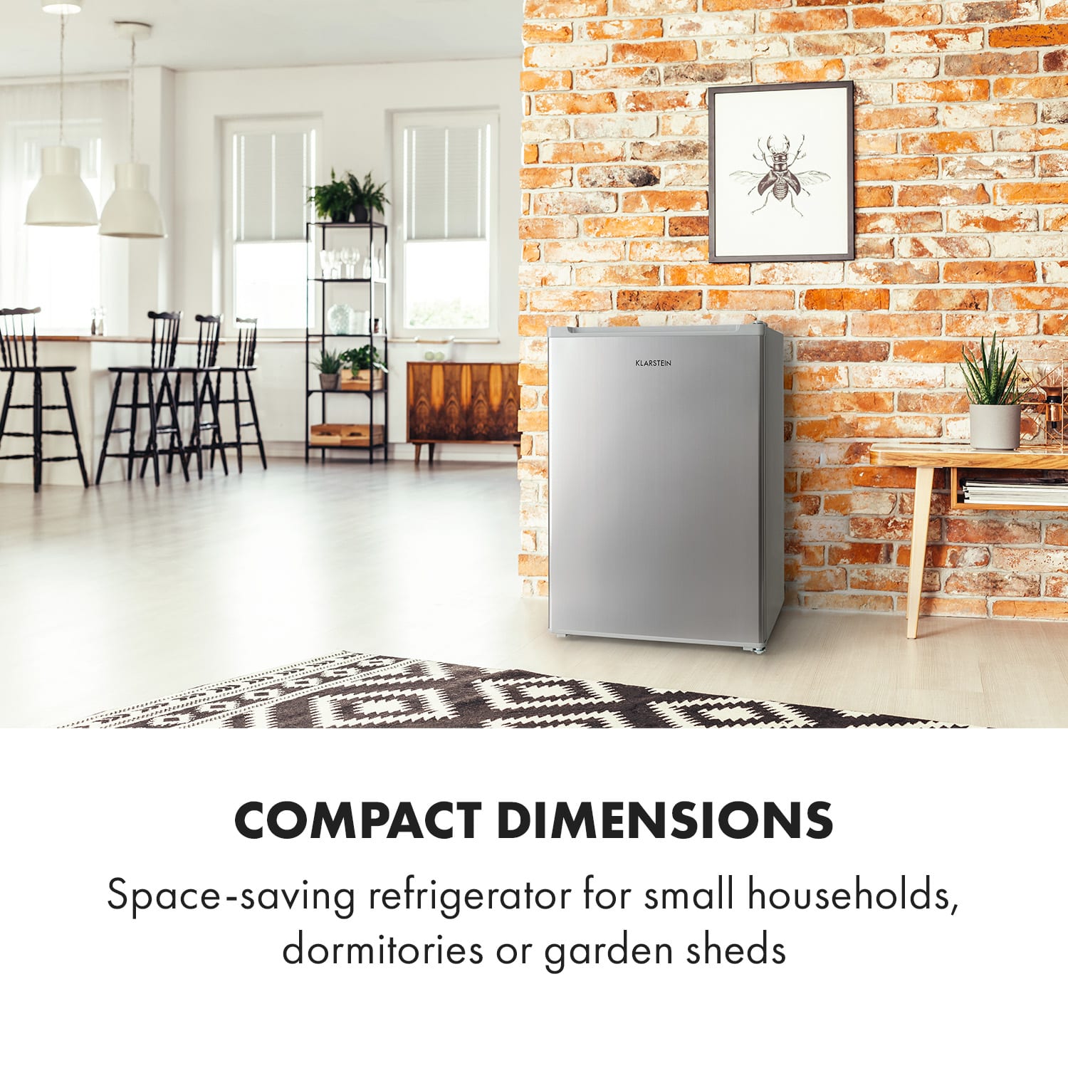 Klarstein Delaware, chladnička, 75 l, mraziaci priečinok 4 l, energet. trieda E, kompresné chladenie – Obrázok 2