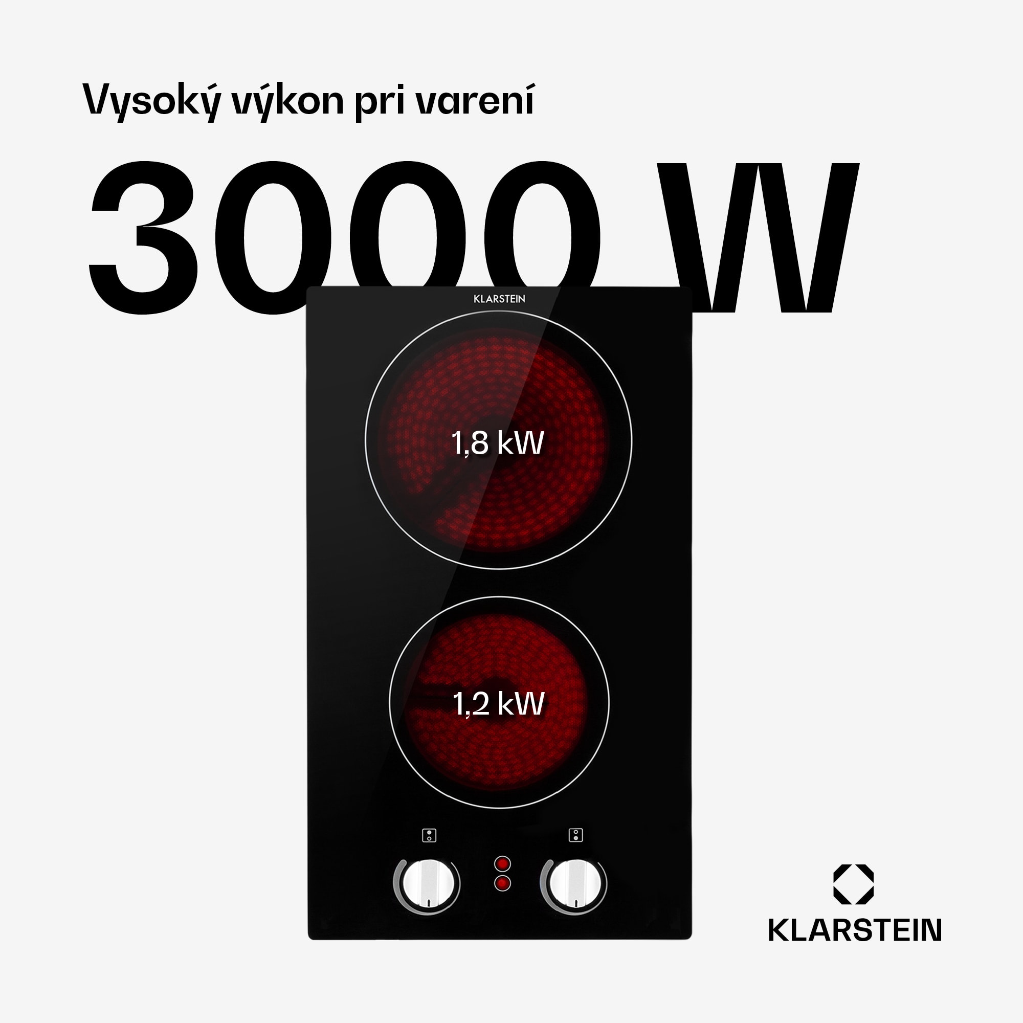Klarstein EasyCook Domino, sklokeramická varná doska, 3000 W, otočný regulátor, čierna – Obrázok 3