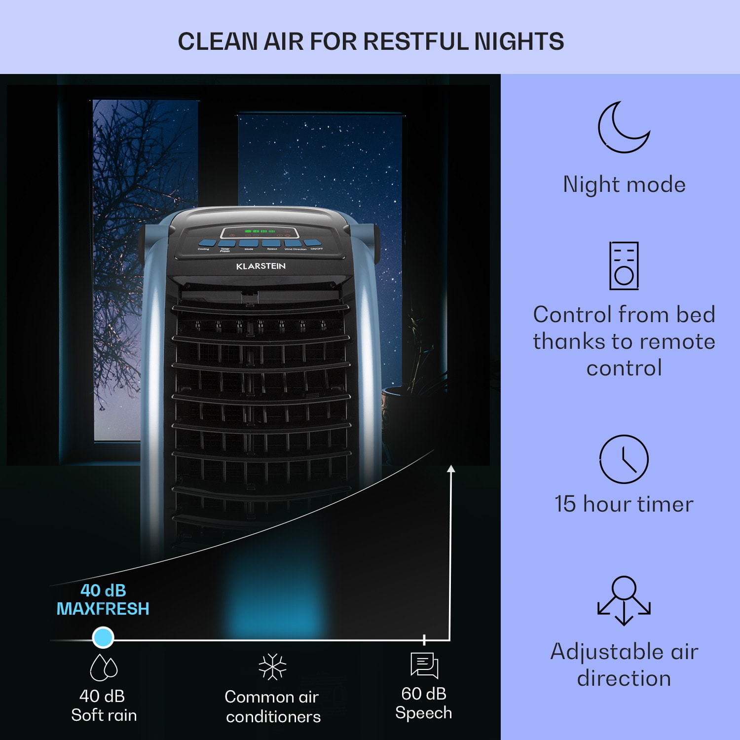 Klarstein Maxfresh, 3 v 1 ochladzovač vzduchu, ventilátor, 65 W, 6 l, diaľkový ovládač, 2 x chladiaci box – Obrázok 4