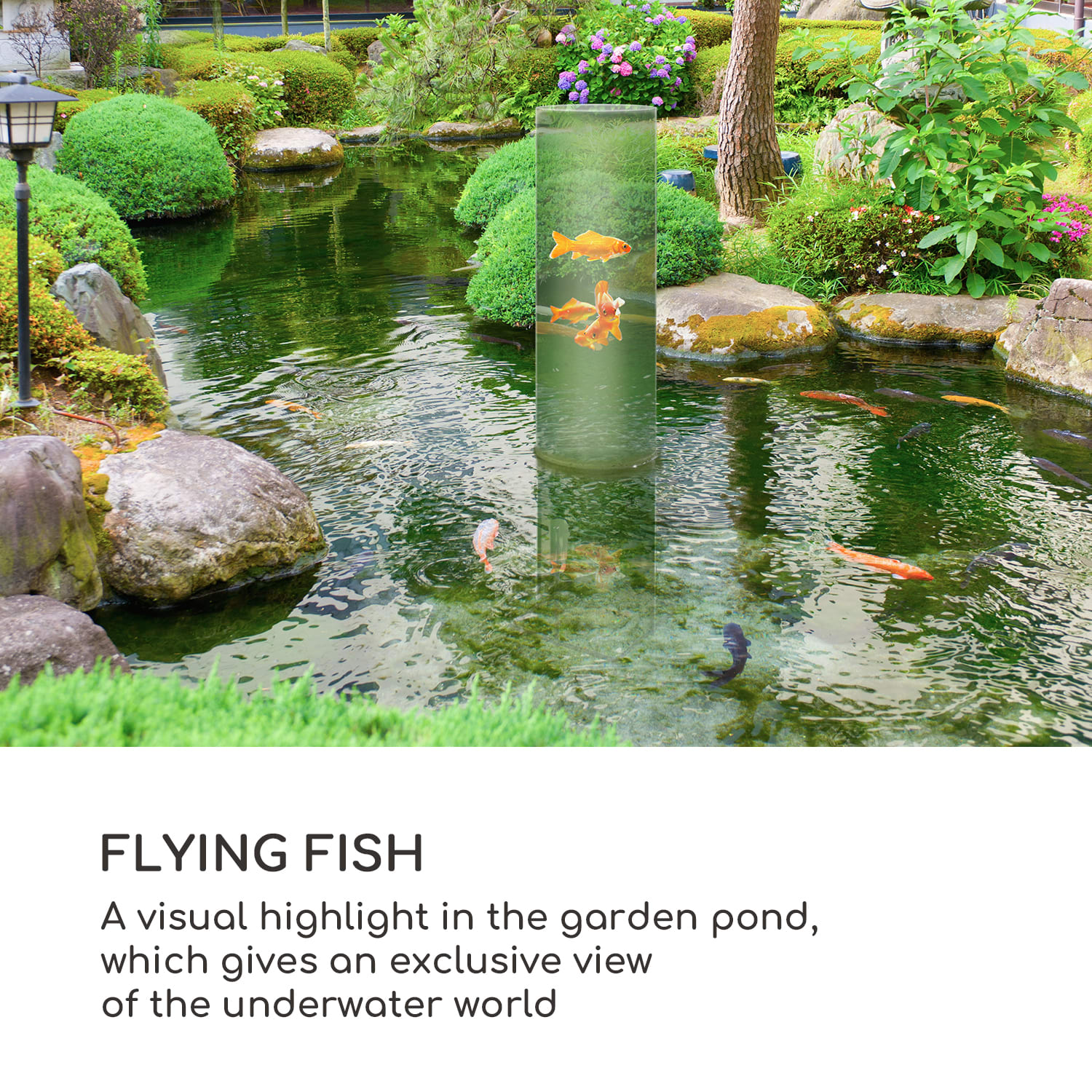 Blumfeldt Skydive 100, pozorovateľňa rýb, 100 cm, Ø 20 cm, akryl, kov, transparentná – Obrázok 2