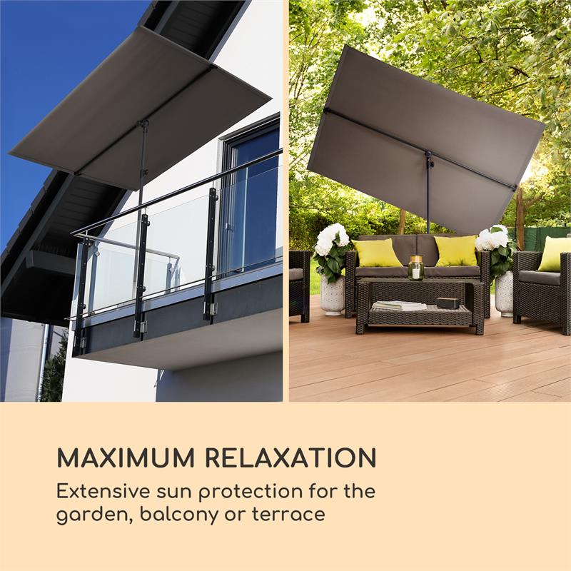 Blumfeldt Flex-Shade XL, slnečník, 150 x 210 cm, polyester, UV 50, tmavosivý – Obrázok 2
