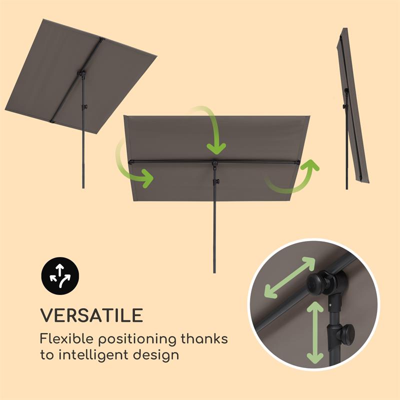 Blumfeldt Flex-Shade XL, slnečník, 150 x 210 cm, polyester, UV 50, tmavosivý – Obrázok 3