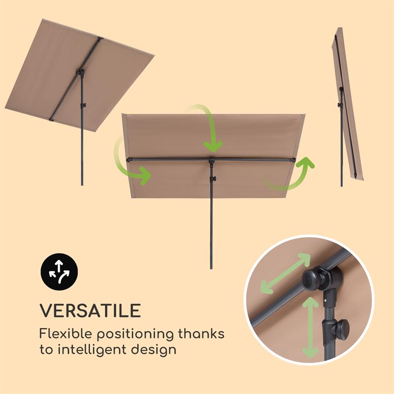 Blumfeldt Flex-Shade XL, slnečník, 150 x 210 cm, polyester, UV 50, sivohnedý – Obrázok 3